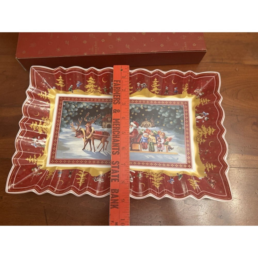 Villeroy & Boch Toy's Fantasy Rectangular Cake Plate Platter Santa Sleigh NIB - Picture 4 of 5